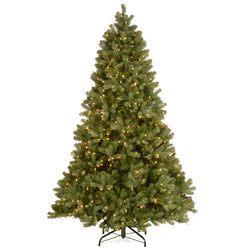 Pre-Lit 'Feel Real' Artificial Full Downswept Christmas Tree, Green, Douglas Fir, Dual Color LED Lights, Includes PowerConnect and Stand, 6.5 Feet