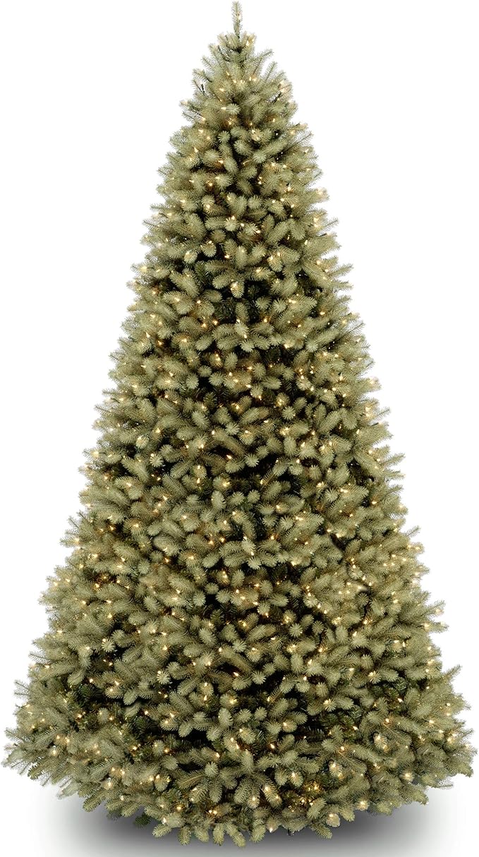 Pre-Lit 'Feel Real' Artificial Full Downswept Christmas Tree, Green, Douglas Fir, Dual Color LED Lights, Includes Stand and PowerConnect, 9 feet